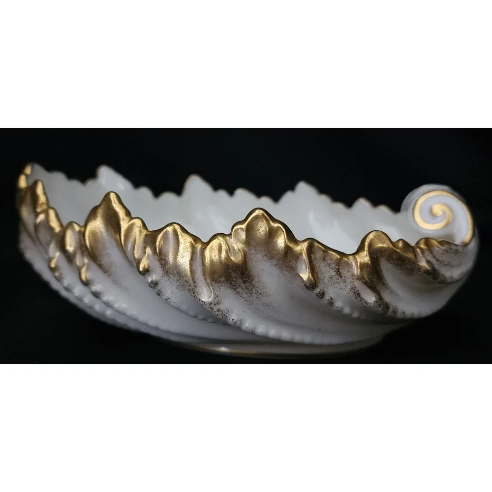 Vintage Lenox Acanthus Shell Nut Dish Bowl 24 Karat Gold Trim 1930-1953 91/86